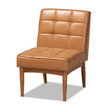 Load image into Gallery viewer, Baxton Studio Sanford Mid-Century Modern Tan Faux Leather Upholstered And Walnut Brown Finished Wood Dining Chair
