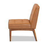 Load image into Gallery viewer, Baxton Studio Sanford Mid-Century Modern Tan Faux Leather Upholstered And Walnut Brown Finished Wood Dining Chair
