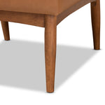 Load image into Gallery viewer, BAXTON STUDIO SANFORD MID-CENTURY MODERN TAN FAUX LEATHER UPHOLSTERED AND WALNUT BROWN FINISHED WOOD DINING CHAIR
