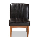 Load image into Gallery viewer, Baxton Studio Daymond Mid-Century Modern Dark Brown Faux Leather Upholstered And Walnut Brown Finished Wood Dining Chair
