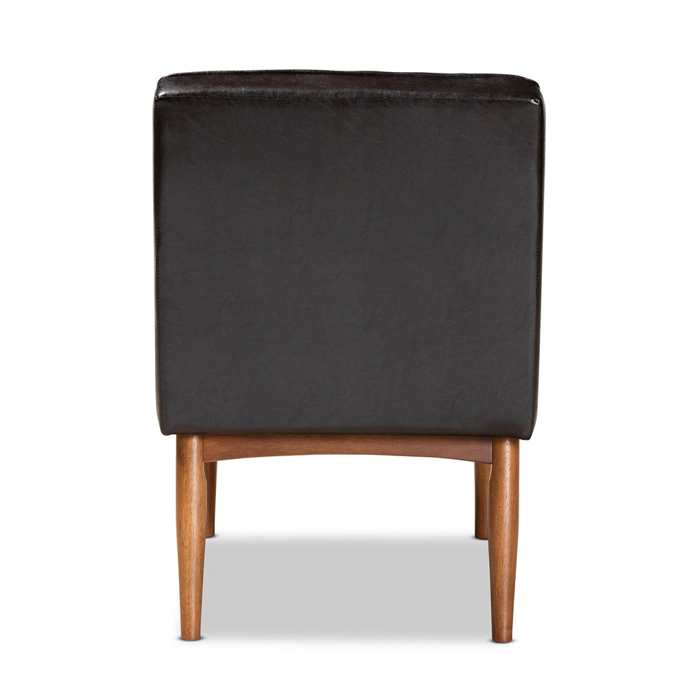 Baxton Studio Daymond Mid-Century Modern Dark Brown Faux Leather Upholstered And Walnut Brown Finished Wood Dining Chair