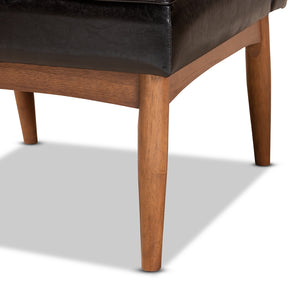 BAXTON STUDIO DAYMOND MID-CENTURY MODERN DARK BROWN FAUX LEATHER UPHOLSTERED AND WALNUT BROWN FINISHED WOOD DINING CHAIR