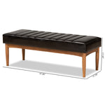 Load image into Gallery viewer, Baxton Studio Daymond Mid-Century Modern Dark Brown Faux Leather Upholstered And Walnut Brown Finished Wood Dining Bench
