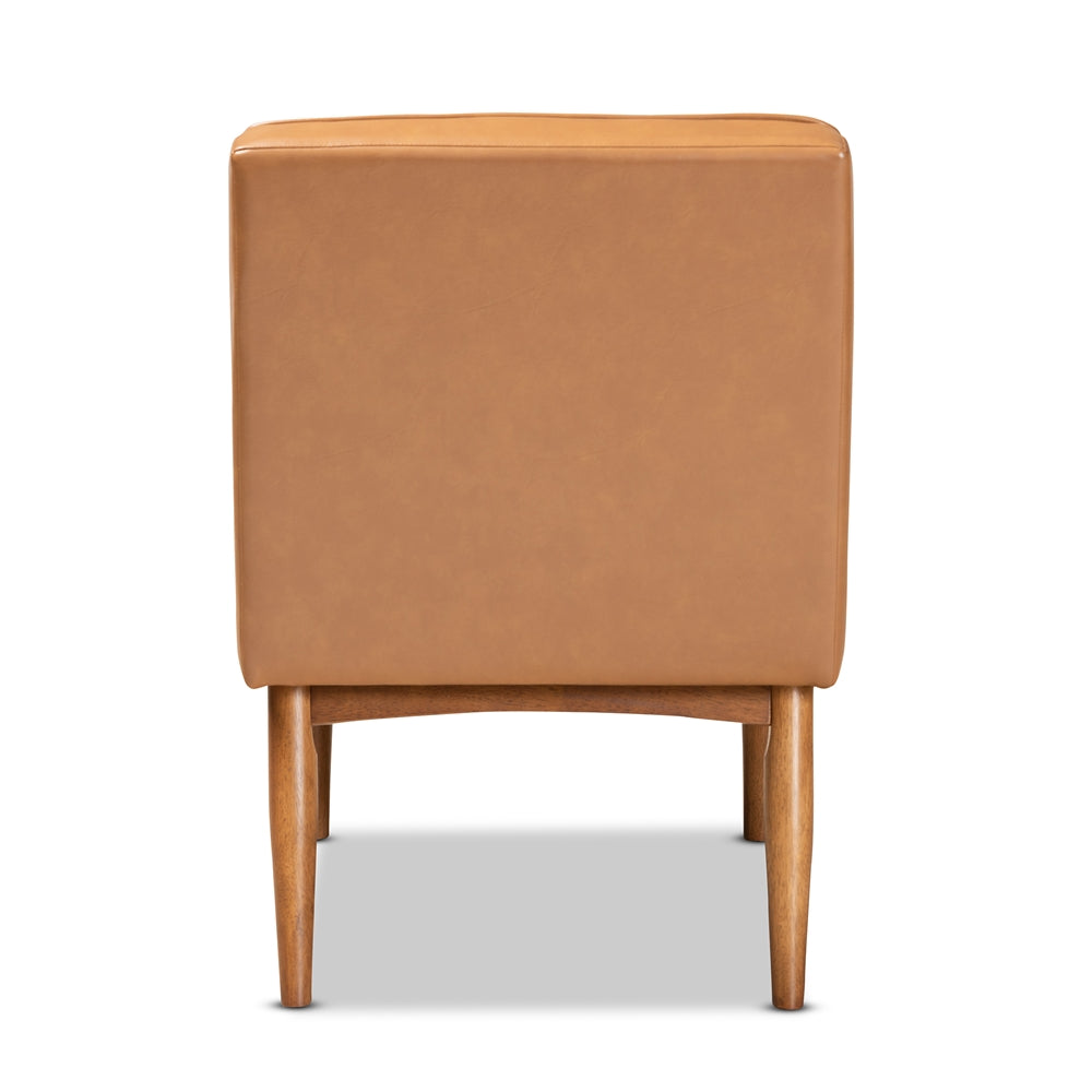 Baxton Studio Daymond Mid-Century Modern Tan Faux Leather Upholstered And Walnut Brown Finished Wood Dining Chair