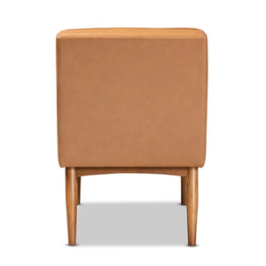 Baxton Studio Daymond Mid-Century Modern Tan Faux Leather Upholstered And Walnut Brown Finished Wood Dining Chair