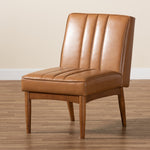 Load image into Gallery viewer, Baxton Studio Daymond Mid-Century Modern Tan Faux Leather Upholstered And Walnut Brown Finished Wood Dining Chair
