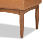 Load image into Gallery viewer, BAXTON STUDIO DAYMOND MID-CENTURY MODERN TAN FAUX LEATHER UPHOLSTERED AND WALNUT BROWN FINISHED WOOD DINING BENCH
