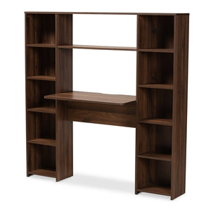 Baxton Studio Ezra Modern and Contemporary Finished Wood Storage Computer Desk with Shelves