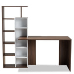 Load image into Gallery viewer, Baxton Studio Rowan Modern And Contemporary Two-Tone White And Walnut Brown Finished Wood Storage Computer Desk With Shelves
