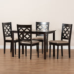 Load image into Gallery viewer, Baxton Studio Ramiro Modern And Contemporary Sand Fabric Upholstered And Dark Brown Finished Wood 5-Piece Dining Set
