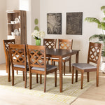 Load image into Gallery viewer, Baxton Studio Ramiro Modern And Contemporary Grey Fabric Upholstered And Walnut Brown Finished Wood 7-Piece Dining Set
