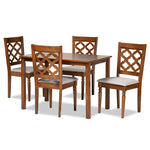 Load image into Gallery viewer, Baxton Studio Ramiro Modern And Contemporary Grey Fabric Upholstered And Walnut Brown Finished Wood 5-Piece Dining Set
