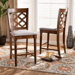 Load image into Gallery viewer, Baxton Studio Ramiro Modern And Contemporary Transitional Grey Fabric Upholstered And Walnut Brown Finished Wood 2-Piece Counter Stool Set
