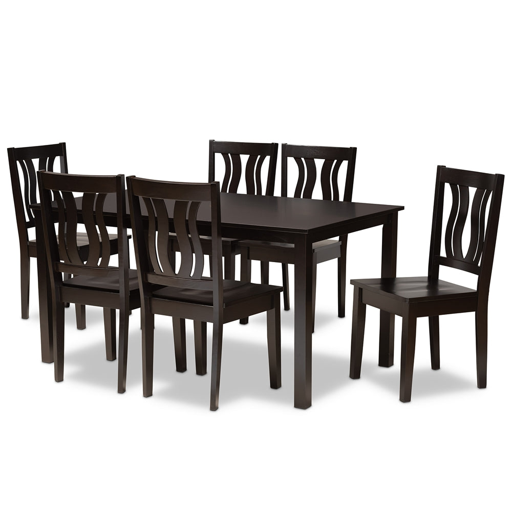 Baxton Studio Zamira Modern And Contemporary Transitional Dark Brown Finished Wood 7-Piece Dining Set