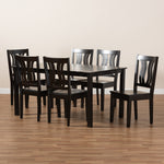 Load image into Gallery viewer, Baxton Studio Zamira Modern And Contemporary Transitional Dark Brown Finished Wood 7-Piece Dining Set
