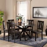 Load image into Gallery viewer, BAXTON STUDIO MARE MODERN AND CONTEMPORARY TRANSITIONAL DARK BROWN FINISHED WOOD 7-PIECE DINING SET
