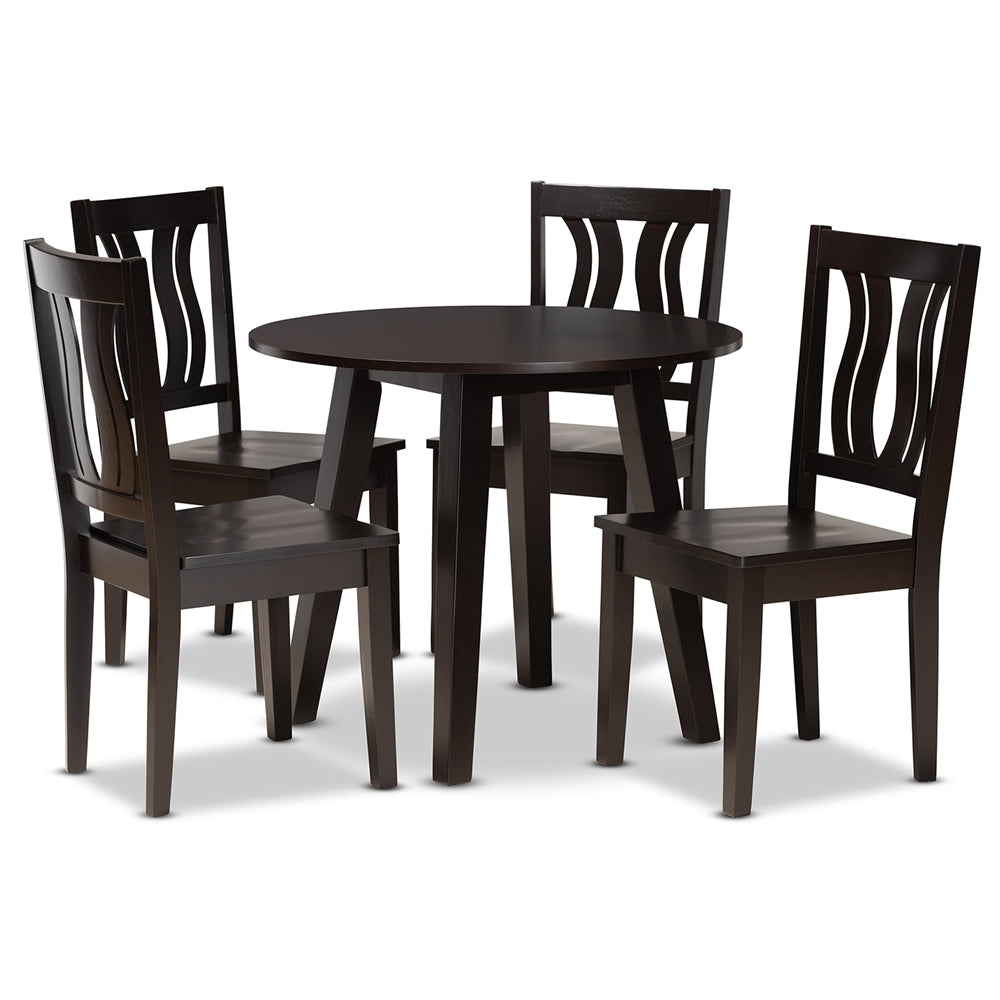 Baxton Studio Anesa Modern And Contemporary Transitional Dark Brown Finished Wood 5-Piece Dining Set