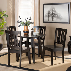 Baxton Studio Anesa Modern And Contemporary Transitional Dark Brown Finished Wood 5-Piece Dining Set