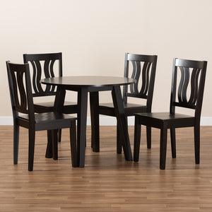 Baxton Studio Anesa Modern And Contemporary Transitional Dark Brown Finished Wood 5-Piece Dining Set