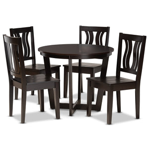 Baxton Studio Elodia Modern And Contemporary Transitional Dark Brown Finished Wood 5-Piece Dining Set