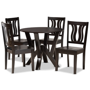 Baxton Studio Noelia Modern And Contemporary Transitional Dark Brown Finished Wood 5-Piece Dining Set