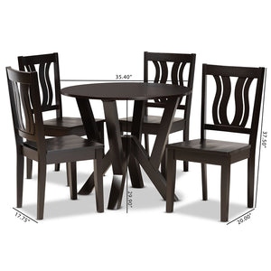 Baxton Studio Noelia Modern And Contemporary Transitional Dark Brown Finished Wood 5-Piece Dining Set