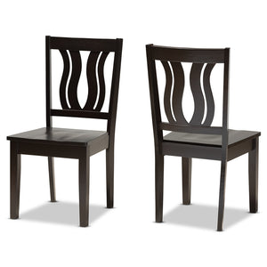 Baxton Studio Fenton Modern And Contemporary Transitional Dark Brown Finished Wood 2-Piece Dining Chair Set