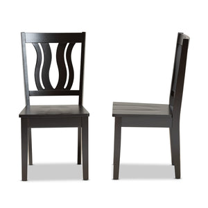 Baxton Studio Fenton Modern And Contemporary Transitional Dark Brown Finished Wood 2-Piece Dining Chair Set