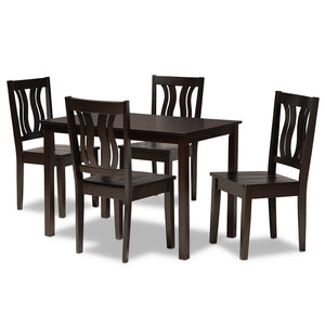 Baxton Studio Zamira Modern And Contemporary Transitional Dark Brown Finished Wood 5-Piece Dining Set