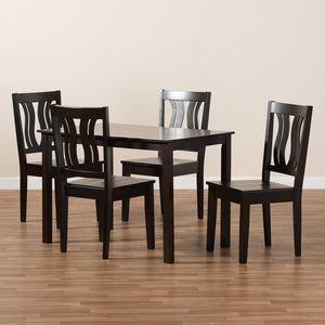 Baxton Studio Zamira Modern And Contemporary Transitional Dark Brown Finished Wood 5-Piece Dining Set