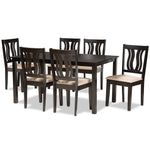 Load image into Gallery viewer, Baxton Studio Fenton Modern And Contemporary Sand Fabric Upholstered And Dark Brown Finished Wood 7-Piece Dining Set
