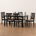 Load image into Gallery viewer, Baxton Studio Fenton Modern And Contemporary Sand Fabric Upholstered And Dark Brown Finished Wood 7-Piece Dining Set
