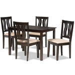 Load image into Gallery viewer, Baxton Studio Fenton Modern And Contemporary Sand Fabric Upholstered And Dark Brown Finished Wood 5-Piece Dining Set
