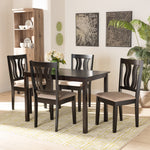 Load image into Gallery viewer, Baxton Studio Fenton Modern And Contemporary Sand Fabric Upholstered And Dark Brown Finished Wood 5-Piece Dining Set
