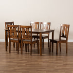 Load image into Gallery viewer, Baxton Studio Zamira Modern And Contemporary Transitional Walnut Brown Finished Wood 7-Piece Dining Set
