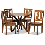 Load image into Gallery viewer, Baxton Studio Mare Modern And Contemporary Transitional Walnut Brown Finished Wood 5-Piece Dining Set
