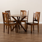 Load image into Gallery viewer, Baxton Studio Mare Modern And Contemporary Transitional Walnut Brown Finished Wood 5-Piece Dining Set
