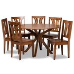 Load image into Gallery viewer, Baxton Studio Mare Modern And Contemporary Transitional Walnut Brown Finished Wood 7-Piece Dining Set
