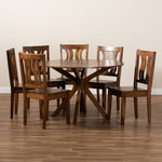 Load image into Gallery viewer, Baxton Studio Mare Modern And Contemporary Transitional Walnut Brown Finished Wood 7-Piece Dining Set
