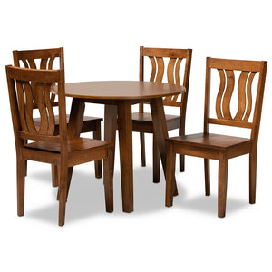 Baxton Studio Anesa Modern And Contemporary Transitional Walnut Brown Finished Wood 5-Piece Dining Set