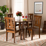 Load image into Gallery viewer, Baxton Studio Anesa Modern And Contemporary Transitional Walnut Brown Finished Wood 5-Piece Dining Set
