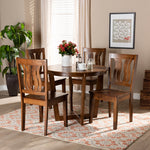 Load image into Gallery viewer, Baxton Studio Elodia Modern And Contemporary Transitional Walnut Brown Finished Wood 5-Piece Dining Set
