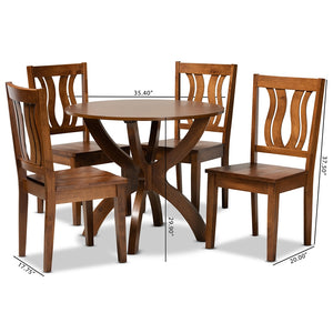 Baxton Studio Karla Modern And Contemporary Transitional Walnut Brown Finished Wood 5-Piece Dining Set