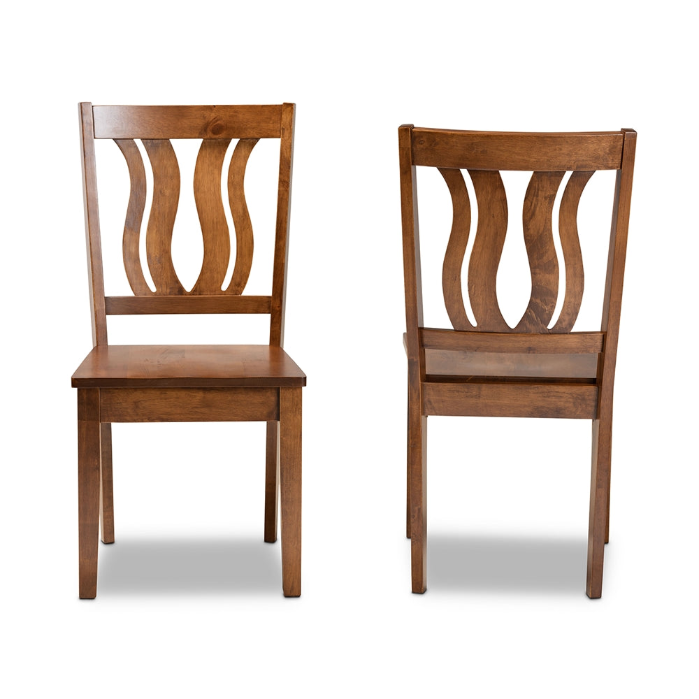 Baxton Studio Fenton Modern And Contemporary Transitional Walnut Brown Finished Wood 2-Piece Dining Chair Set