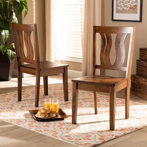 Baxton Studio Fenton Modern And Contemporary Transitional Walnut Brown Finished Wood 2-Piece Dining Chair Set