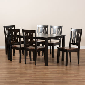 Baxton Studio Zamira Modern And Contemporary Transitional Two-Tone Dark Brown And Walnut Brown Finished Wood 7-Piece Dining Set