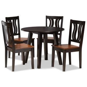 Baxton Studio Anesa Modern And Contemporary Transitional Two-Tone Dark Brown And Walnut Brown Finished Wood 5-Piece Dining Set