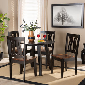 Baxton Studio Anesa Modern And Contemporary Transitional Two-Tone Dark Brown And Walnut Brown Finished Wood 5-Piece Dining Set