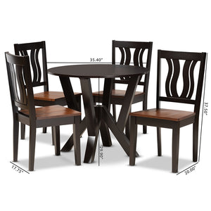 Baxton Studio Noelia Modern And Contemporary Transitional Two-Tone Dark Brown And Walnut Brown Finished Wood 5-Piece Dining Set