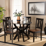 Load image into Gallery viewer, Baxton Studio Karla Modern And Contemporary Transitional Two-Tone Dark Brown And Walnut Brown Finished Wood 5-Piece Dining Set
